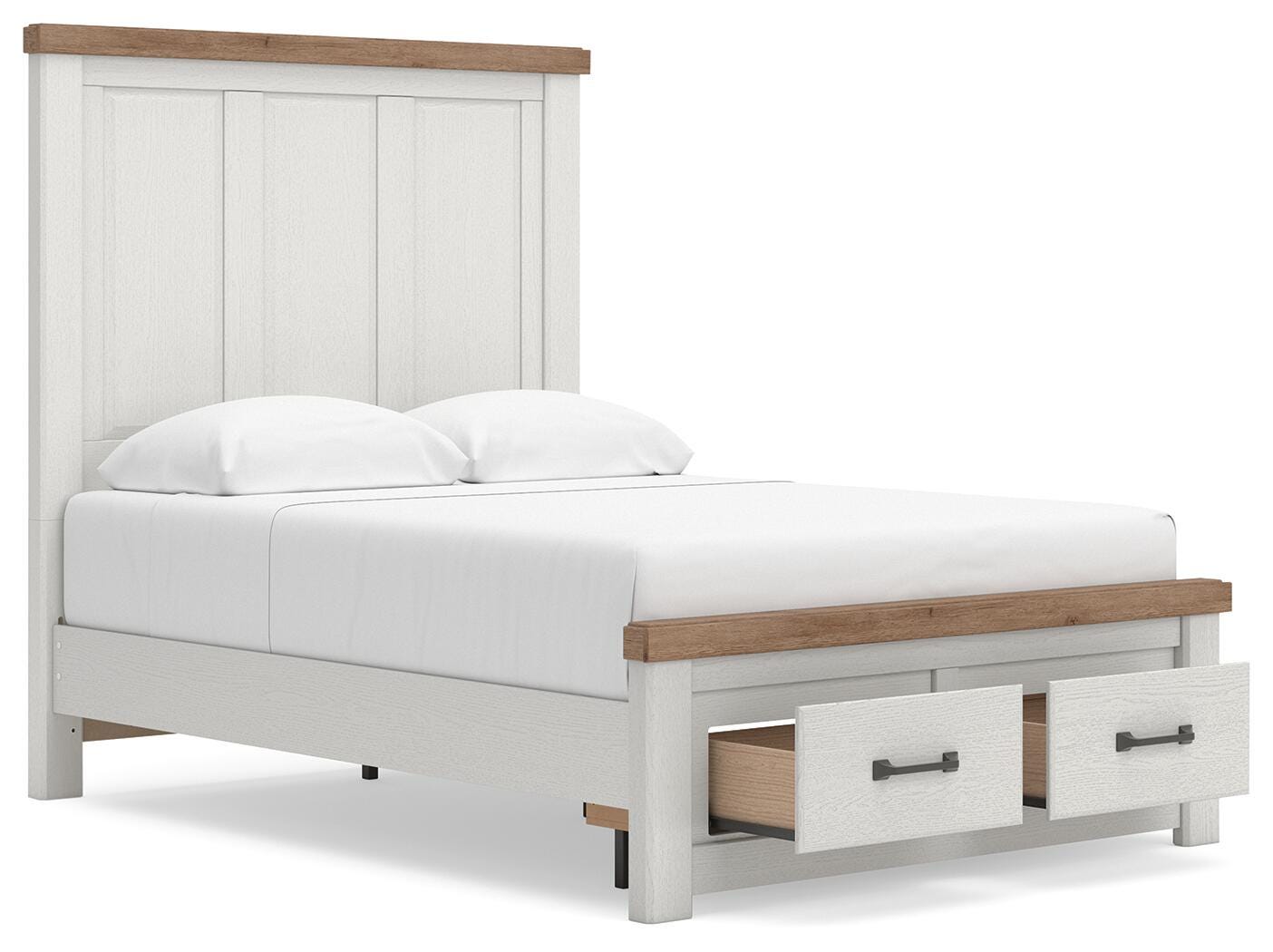Savonport White/Brown Full Panel Storage Bed (Online Special Price)