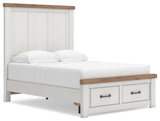 Savonport White/Brown Full Panel Storage Bed (Online Special Price)