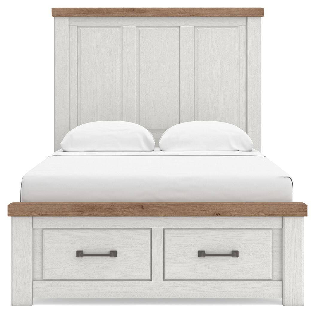 Savonport White/Brown Full Panel Storage Bed (Online Special Price)