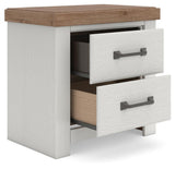 Savonport White/Brown Two Drawer Nightstand (Online Special Price)