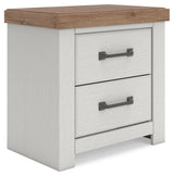 Savonport White/Brown Two Drawer Nightstand (Online Special Price)