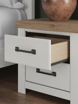 Savonport White/Brown Two Drawer Nightstand (Online Special Price)