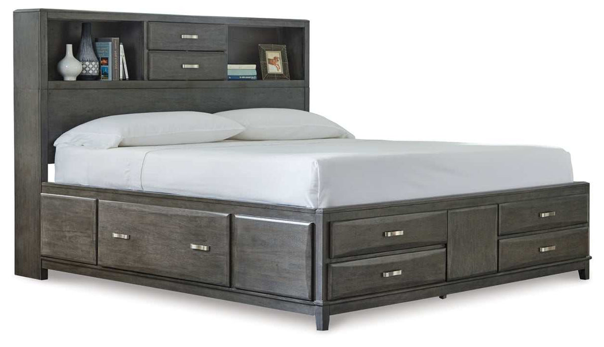 Caitbrook Gray California King Storage Bed w/ 8 Drawers - Ornate Home