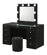 Avery Black Vanity Set w/LED Mirror & Stool