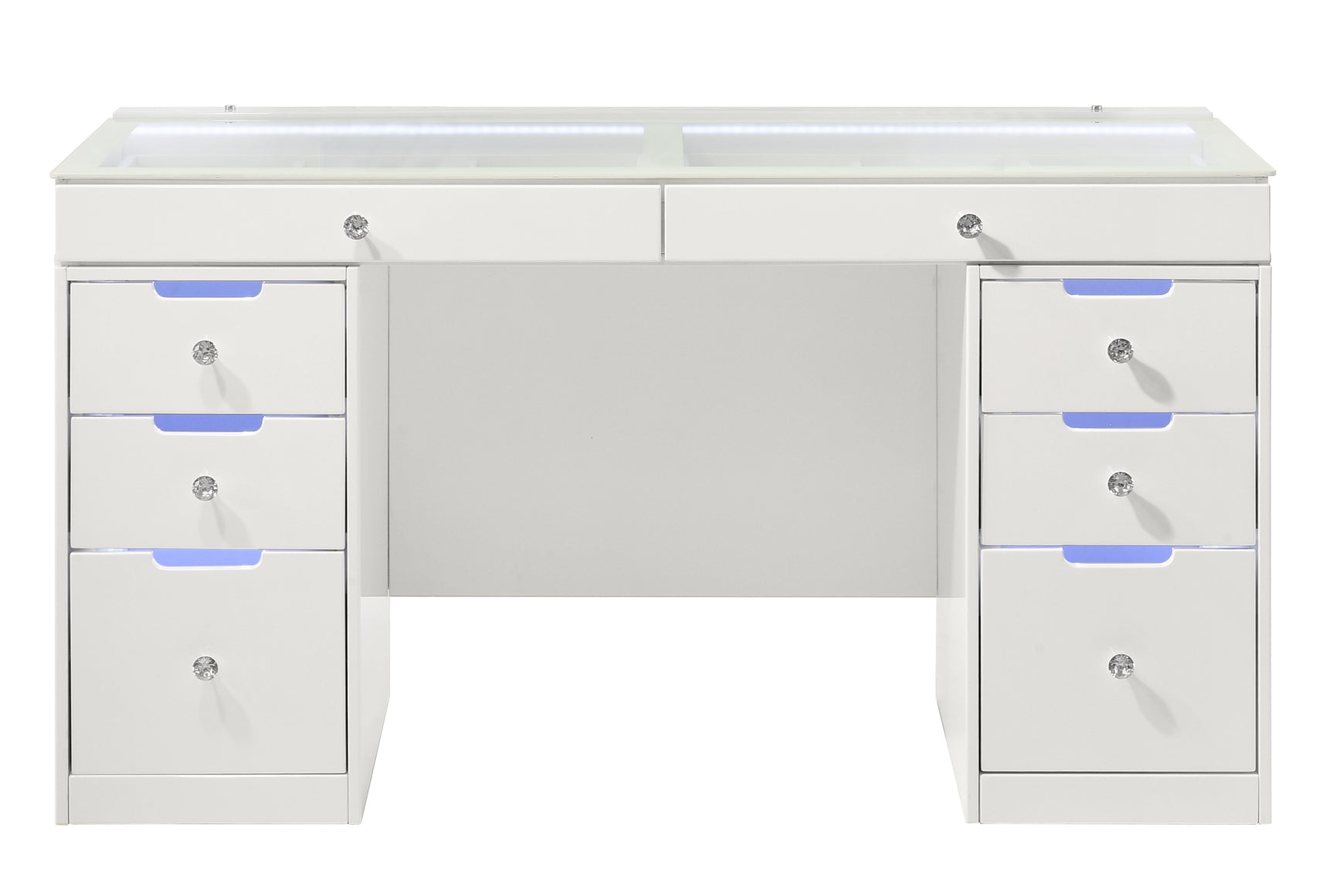 Luxo White Vanity Set w/LED Mirror & Stool