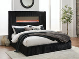 Agrander Black King Upholstered Bed with Fireplace and Wireless Audio (Online Special Price)