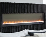 Agrander Black King Upholstered Bed with Fireplace and Wireless Audio