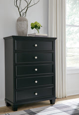 Lanolee Black California King Panel Bed, Dresser, Chest and 2 Nightstands (Online Special Price)