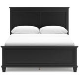 Lanolee Black Queen Panel Bed with Mirrored Dresser and Nightstand - Ornate Home