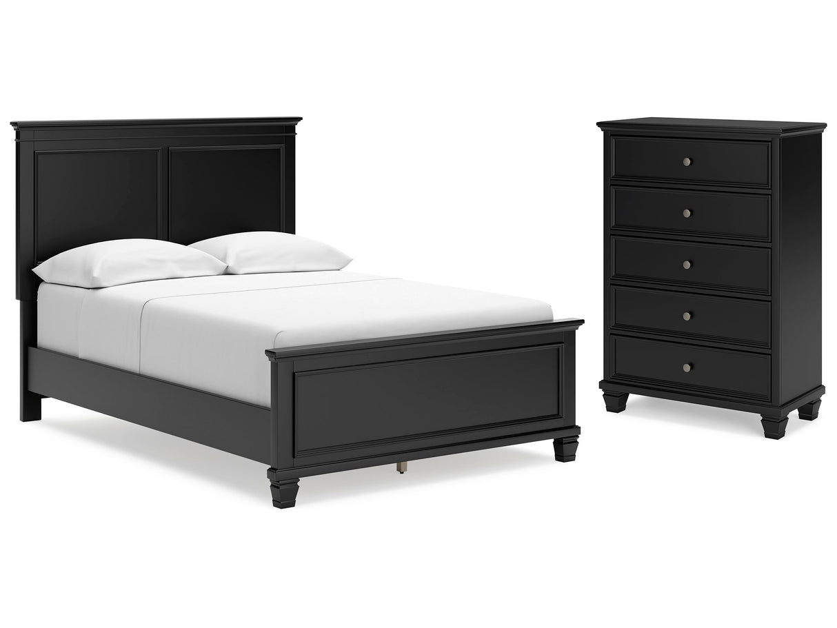 Lanolee Black Full Panel Bedroom Set with Chest - Ornate Home