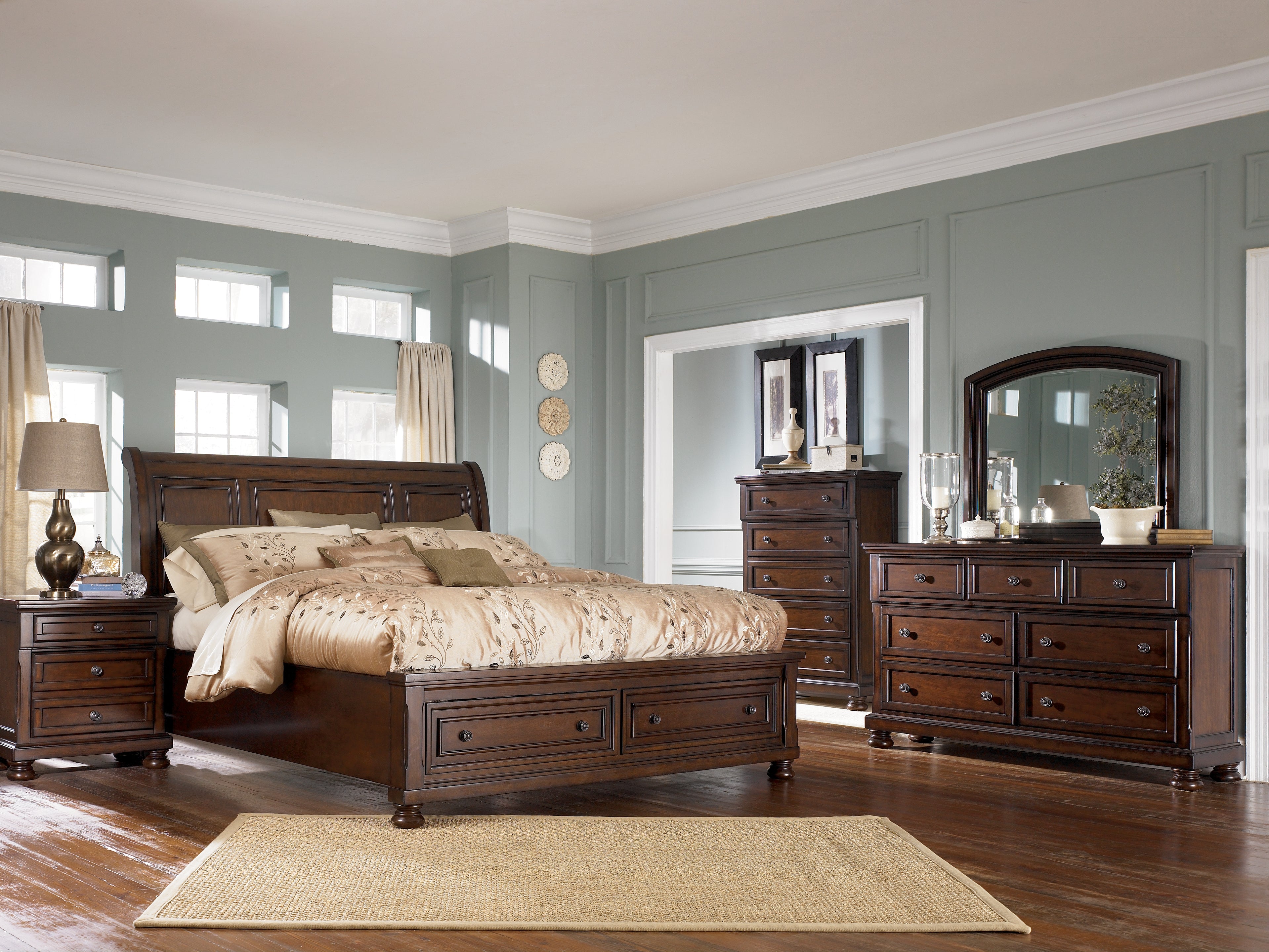 Porter Rustic Brown King Sleigh Bed - Ornate Home