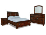 Porter Rustic Brown Queen Sleigh Storage Bedroom Set with Dresser, Mirror and Nightstand - Ornate Home