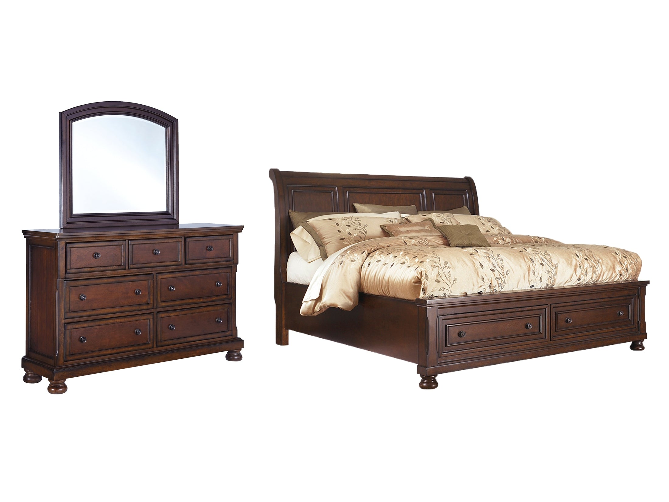 Porter Queen Sleigh Bedroom Set with Dresser and Mirror - Ornate Home