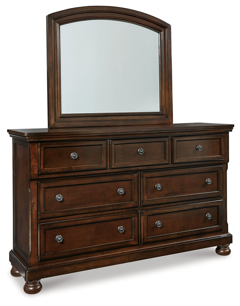 Porter Rustic Brown King Sleigh Bedroom Set with Dresser, Mirror, Chest and Nightstand - Ornate Home