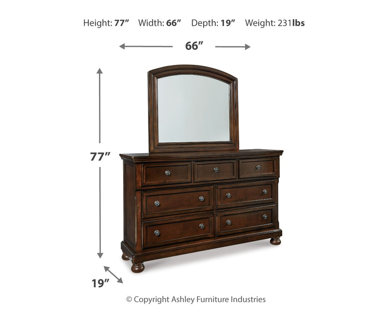 Porter Queen Panel Bedroom Set with Dresser, Mirror, Chest and 2 Nightstands - Ornate Home