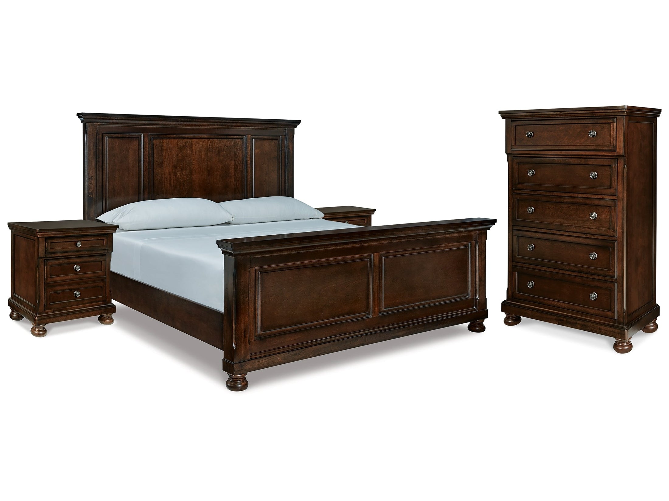 Porter Rustic Brown King Panel Bedroom Set with Chest and 2 Nightstands - Ornate Home