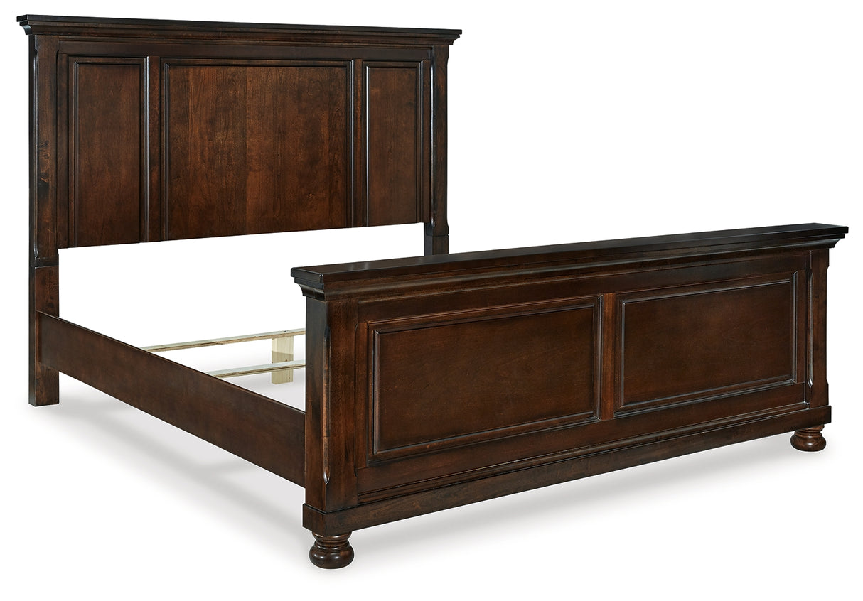 Porter California King Panel Bedroom Set with Dresser, Mirror, Chest and 2 Nightstands - Ornate Home