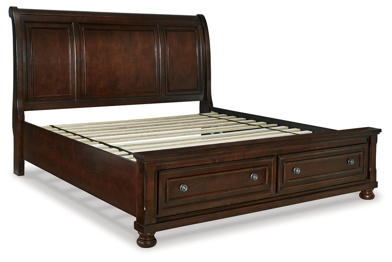 Porter Rustic Brown California King Sleigh Bedroom Set with Dresser, Mirror and Nightstand - Ornate Home