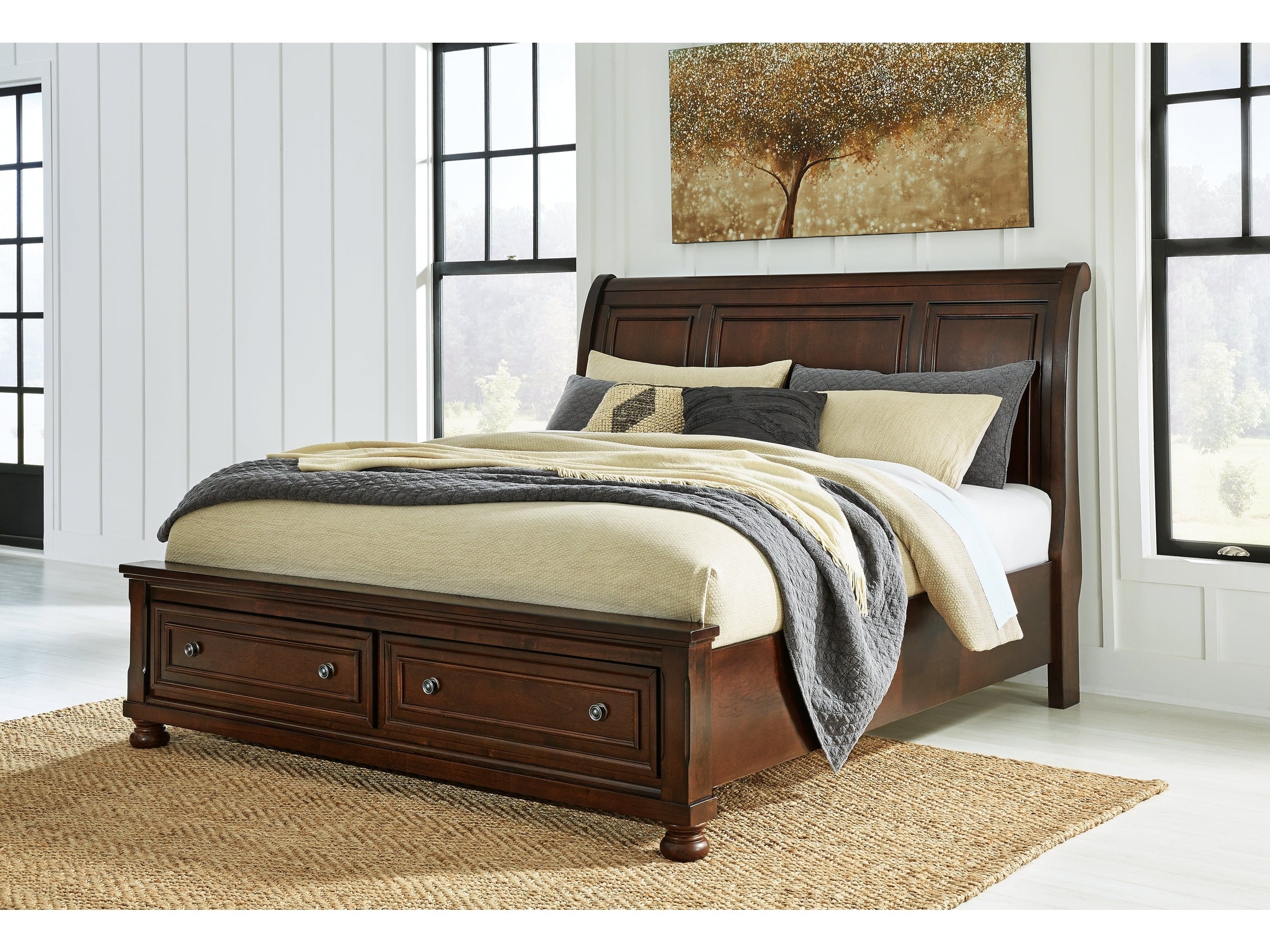 Porter Rustic Brown King Sleigh Bed - Ornate Home