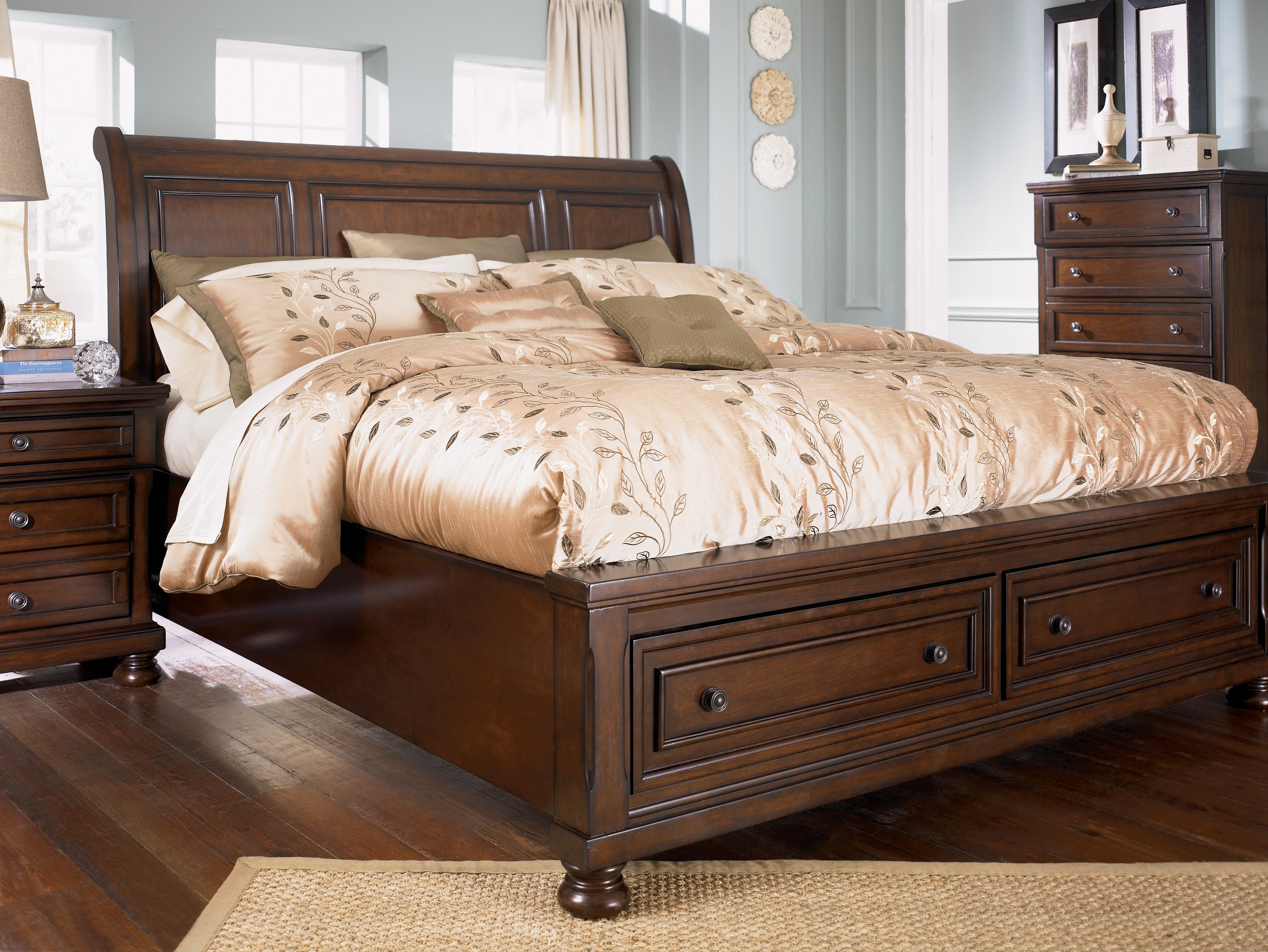 Porter Rustic Brown King Sleigh Bed - Ornate Home