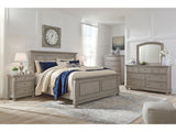 Lettner Light Gray King Panel Bedroom Set with Dresser, Mirror and 2 Nightstands - Ornate Home