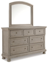 Lettner Light Gray Queen Panel Storage Bedroom Set with Dresser, Mirror and Nightstand - Ornate Home