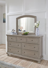 Lettner Light Gray Queen Panel Storage Bedroom Set with Dresser, Mirror and Nightstand - Ornate Home