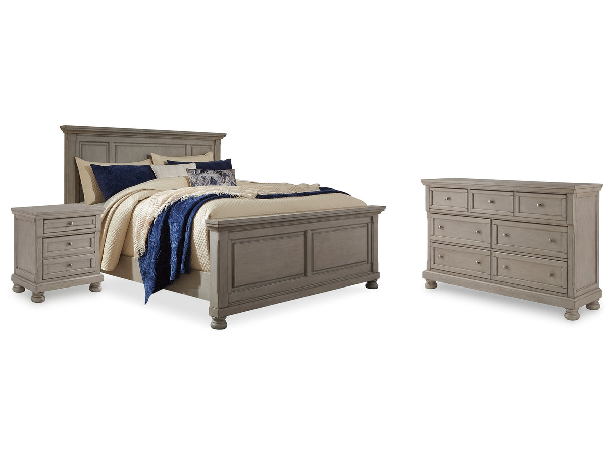 Lettner Light Gray Queen Panel Bedroom Set with Dresser, and Nightstand - Ornate Home