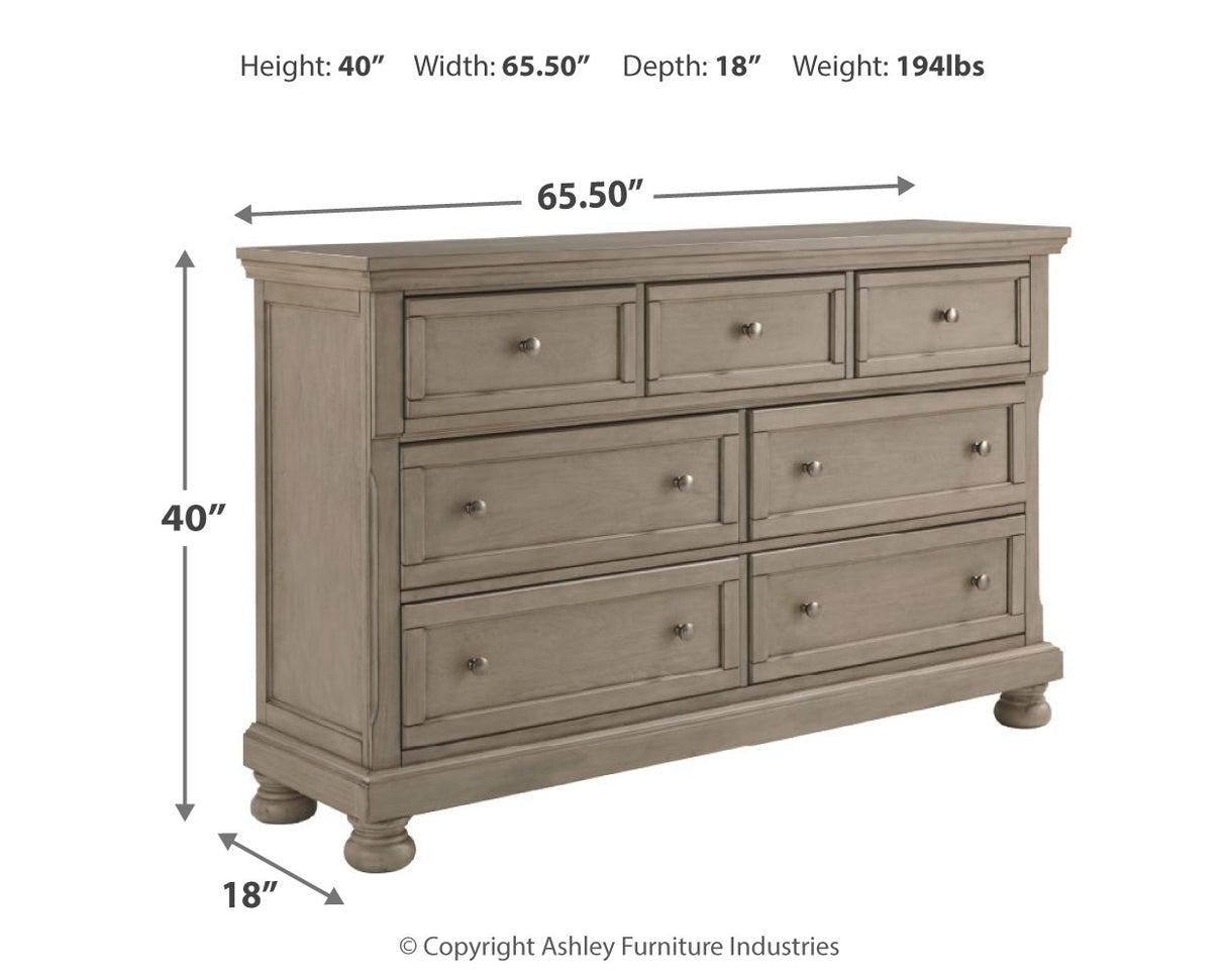 Lettner Light Gray California King Panel Bedroom Set with Dresser, Chest and 2 Nightstands - Ornate Home