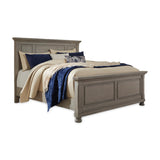 Lettner Light Gray California King Panel Bed and 2 Nightstands