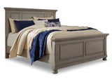 Lettner Light Gray King Panel Bedroom Set with Dresser, Mirror and 2 Nightstands - Ornate Home