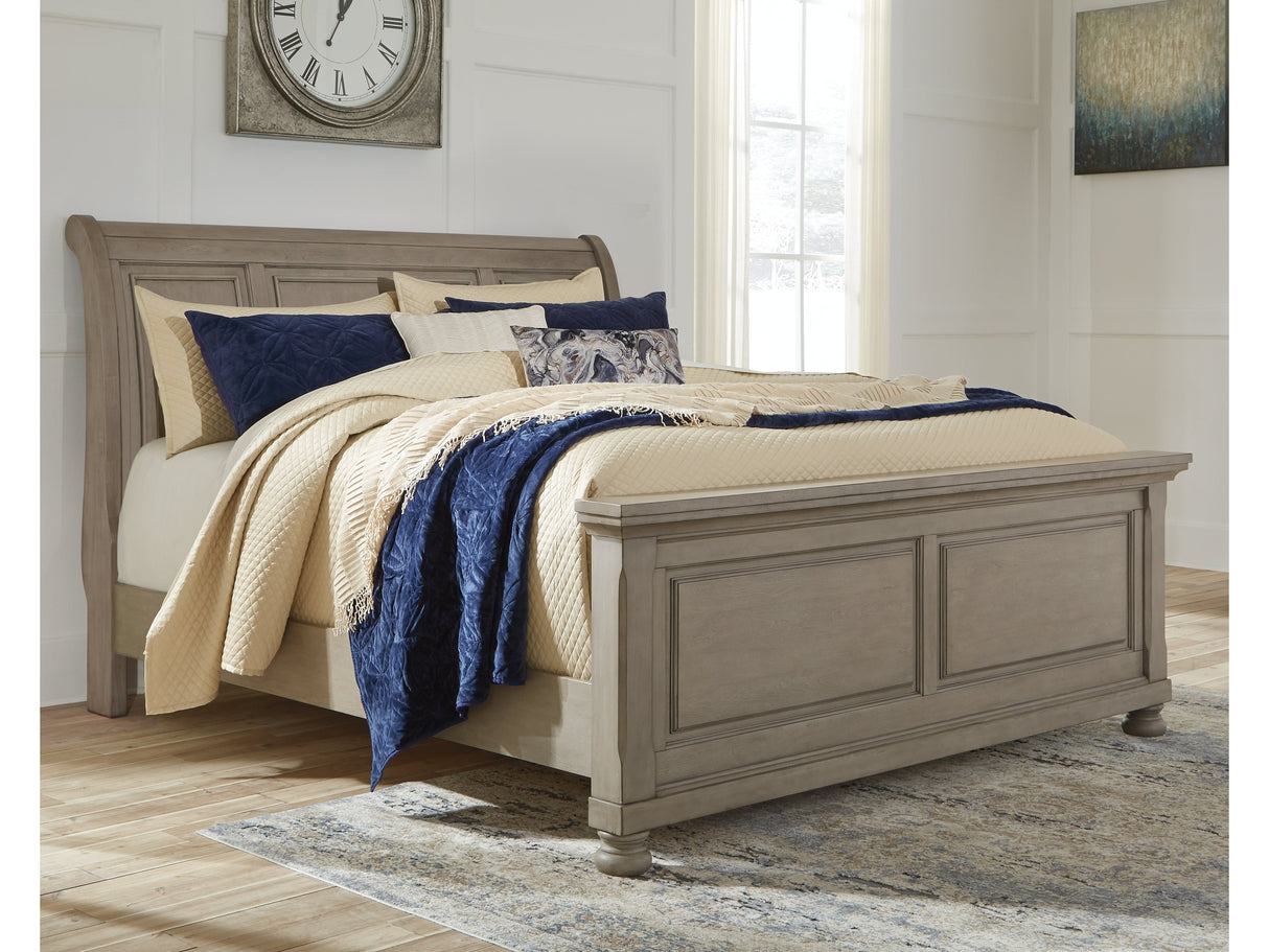 Lettner Light Gray King Sleigh Bed - Ornate Home