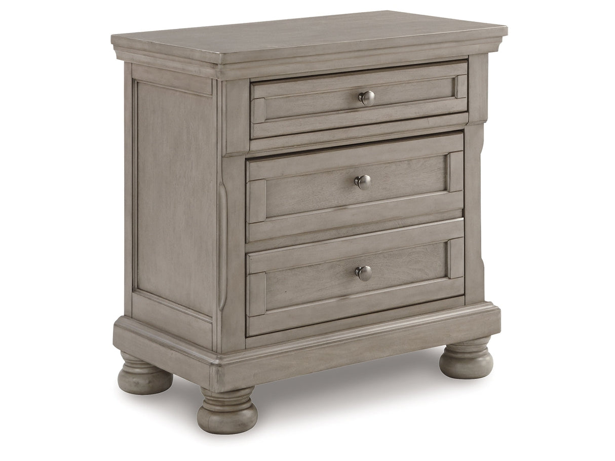 Lettner Light Gray King Panel Bedroom Set with Dresser, Mirror and 2 Nightstands - Ornate Home