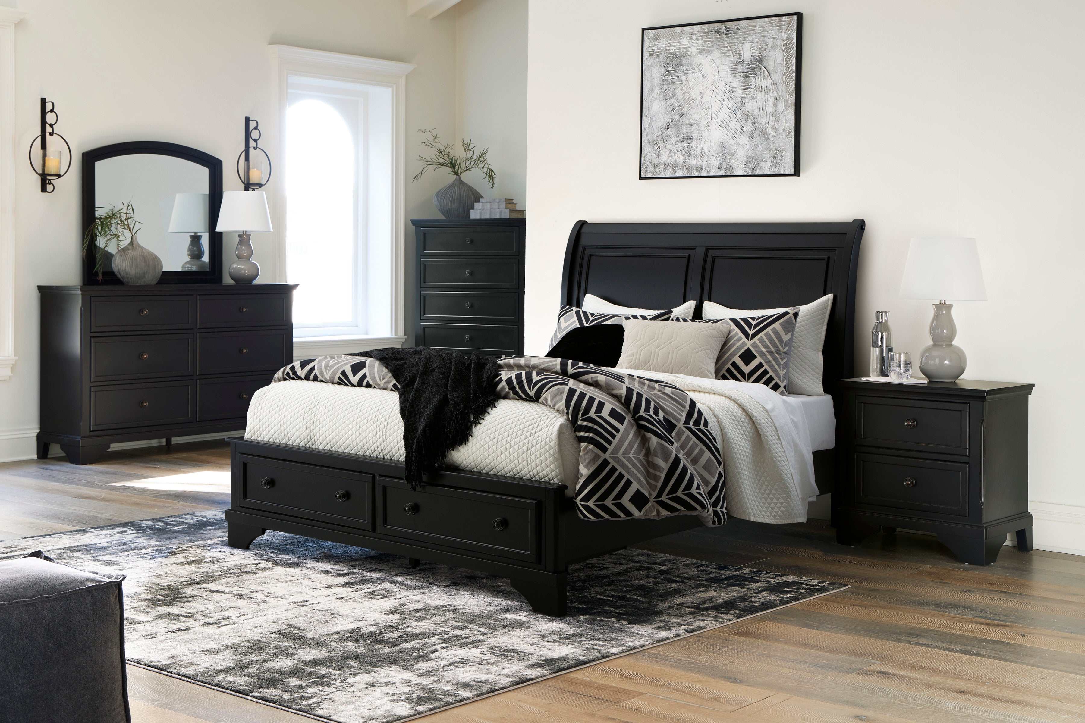 Chylanta Black Queen Sleigh Storage Bed - Ornate Home