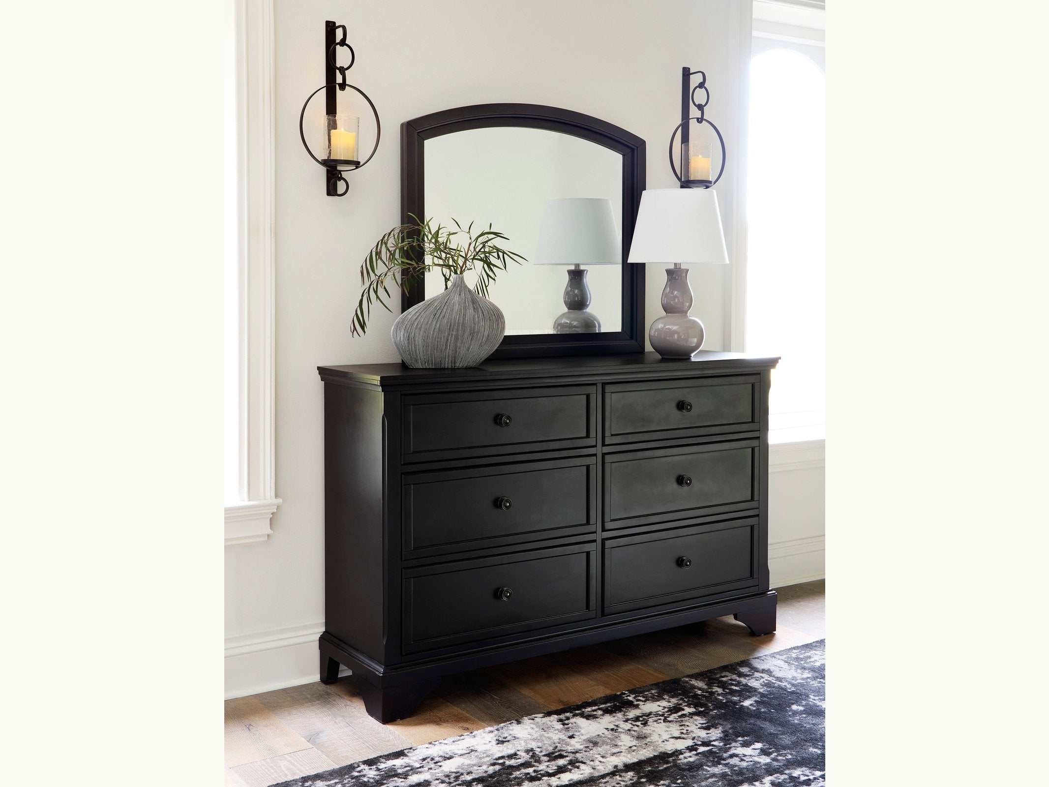 Chylanta Black Dresser & Mirror - Ornate Home