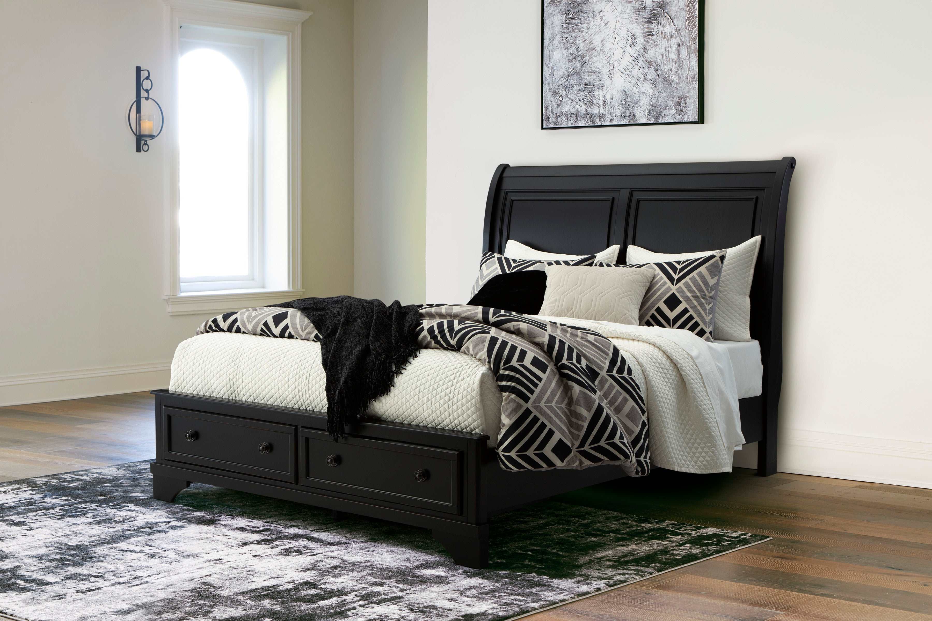 Chylanta Black Queen Sleigh Storage Bed - Ornate Home