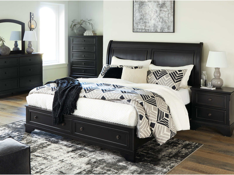 Chylanta Black Cal. King Sleigh Storage Bedroom Sets - Ornate Home