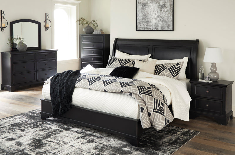 Chylanta Black King Sleigh Bed - Ornate Home