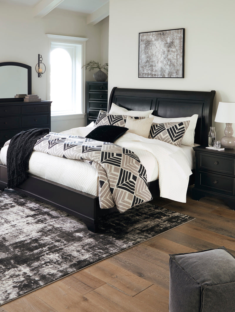 Chylanta Black King Sleigh Bed - Ornate Home