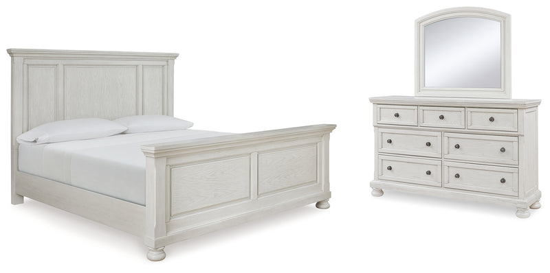 Robbinsdale White Queen Panel Bedroom Set with Dresser and Mirror - Ornate Home