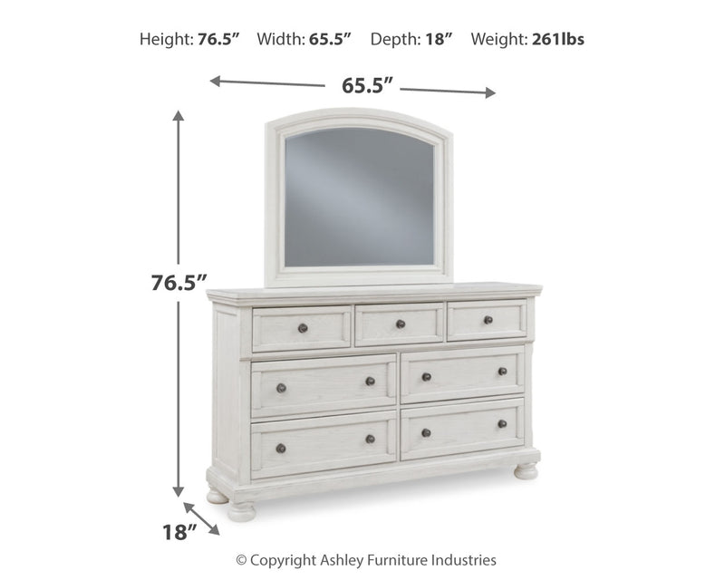 Robbinsdale White Queen Storage Bedroom Set with Dresser, Mirror and Nightstand - Ornate Home