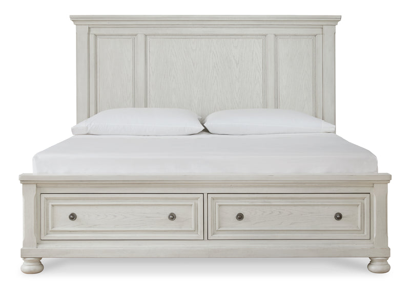 Robbinsdale White Queen Storage Bedroom Set with Dresser, Mirror and Nightstand - Ornate Home