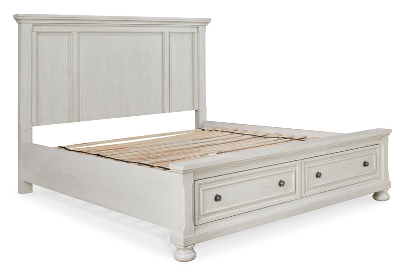 Robbinsdale White Queen Storage Bedroom Set with Dresser, Mirror and Nightstand - Ornate Home