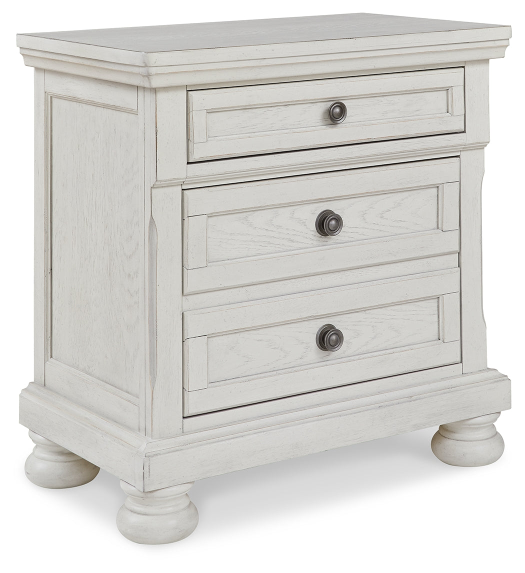 Robbinsdale White Queen Storage Bedroom Set with Dresser, Mirror and Nightstand - Ornate Home