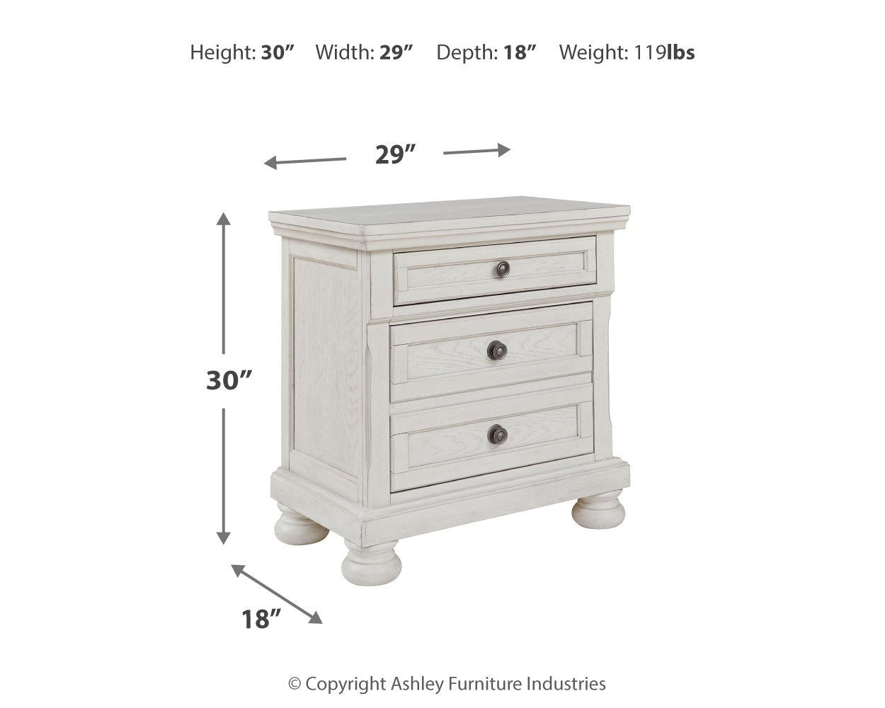 Robbinsdale White Queen Storage Bedroom Set with Dresser, Mirror and Nightstand - Ornate Home