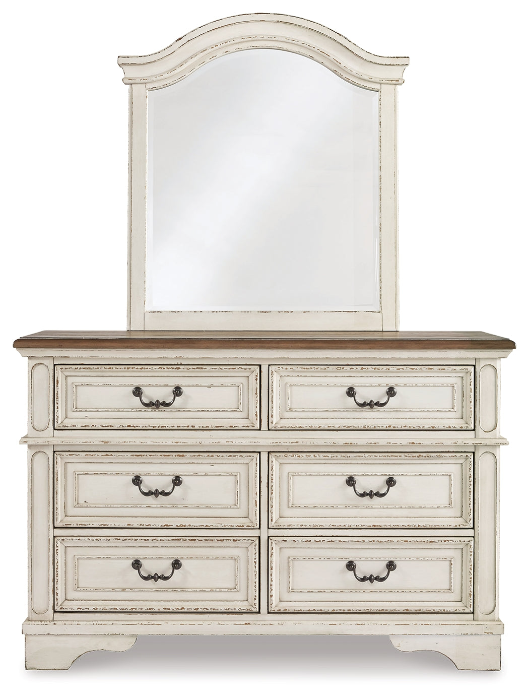 Realyn Two-tone Full Panel Bedroom Set with Dresser, Mirror, 3-Piece Vanity and Nightstand - Ornate Home