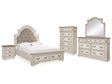 Realyn Two-tone Queen Upholstered Bedroom Set with Dresser, Mirror, Chest and Nightstand - Ornate Home