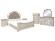 Realyn Two-tone King Panel Bedroom Set with Dresser, Mirror, Chest and 2 Nightstands - Ornate Home