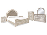 Realyn Two-tone King Panel Bedroom Set with Dresser, Mirror, Chest and 2 Nightstands - Ornate Home