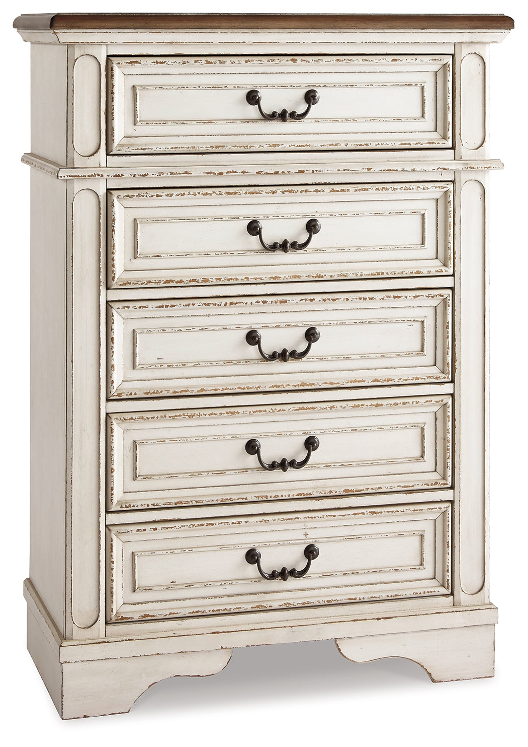 Realyn Two-tone Queen Panel Bedroom Set with Dresser, Mirror, Chest and Nightstand - Ornate Home